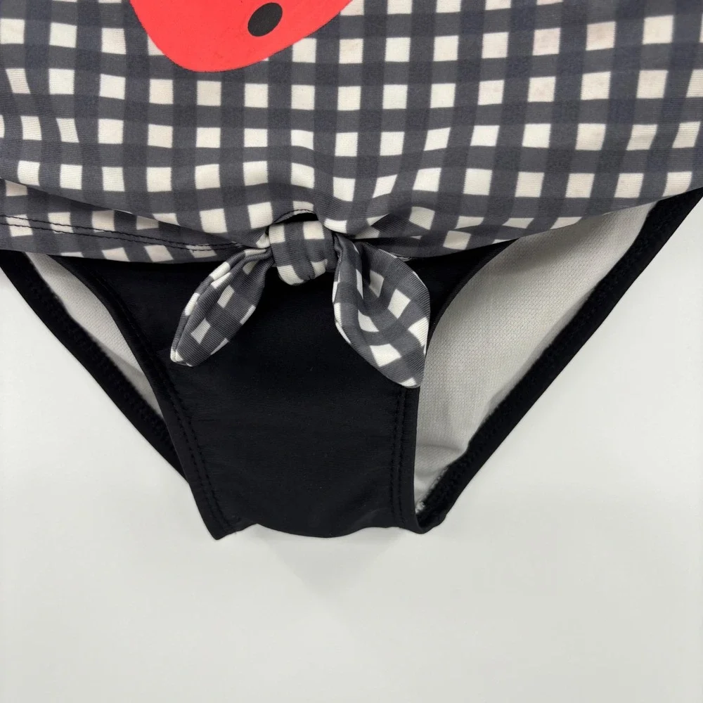 Cat & Jack Swimsuit Toddler 5T Black Gingham Strawberry One Piece Puff Sleeve